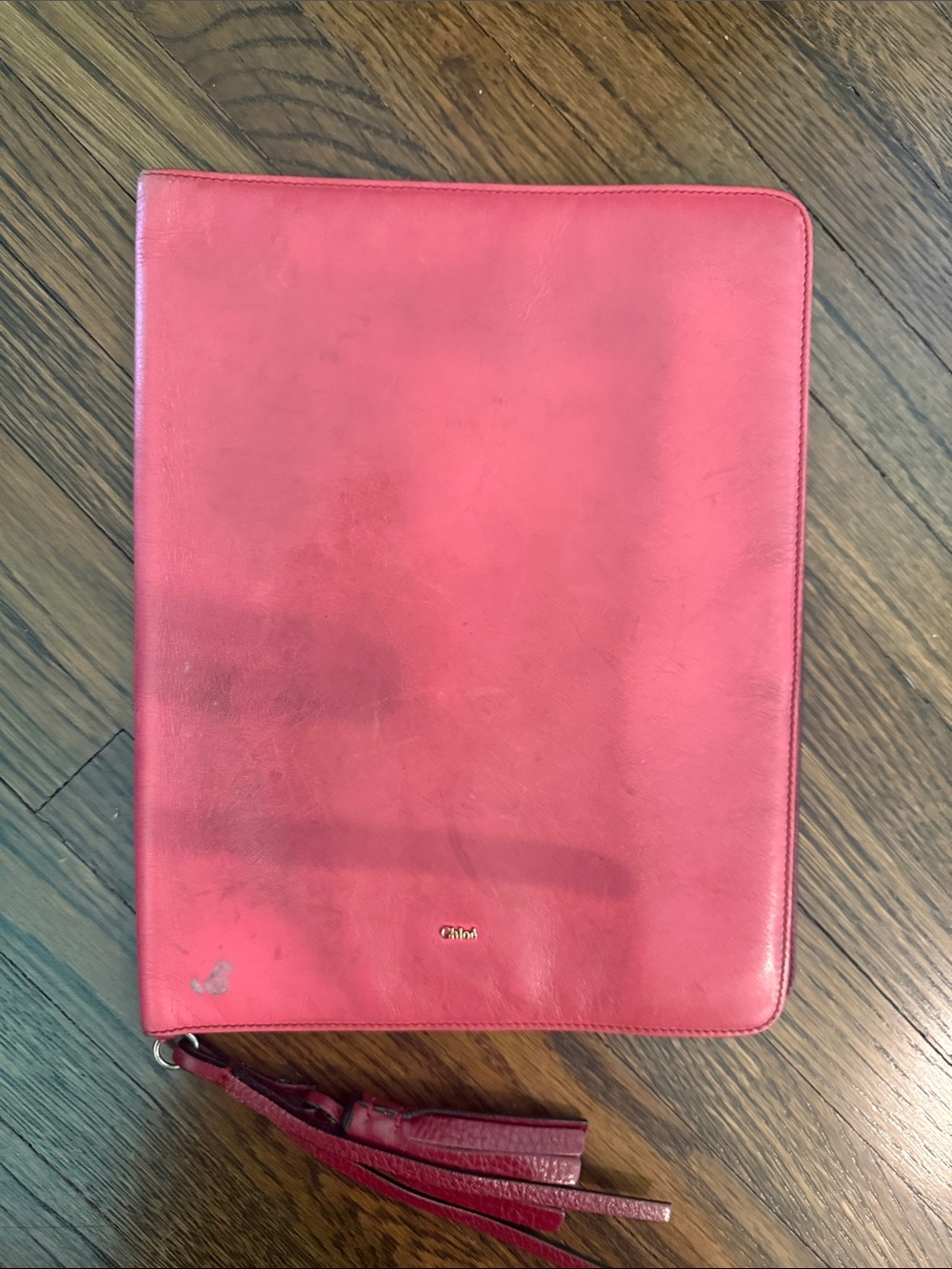 Chloé Eva Pink Leather Zip Portfolio Case / Clutch